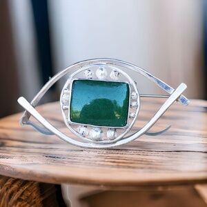 Natural British Columbia Jade Brooch Sterling Silver , 3rd 12th 30th 35th Annive